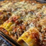 Juicy stuffed manicotti shells with melted cheese and marinara sauce.