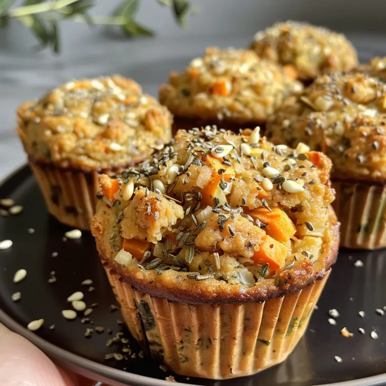 Close-up view of golden-brown vegan savoury muffins topped with pumpkin seeds.