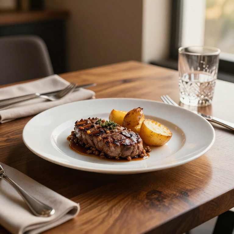 Ground beef and potatoes on a white plate.