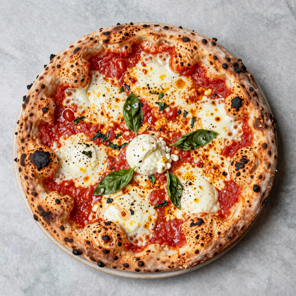 Fresh pizza dough with scattered herbs.