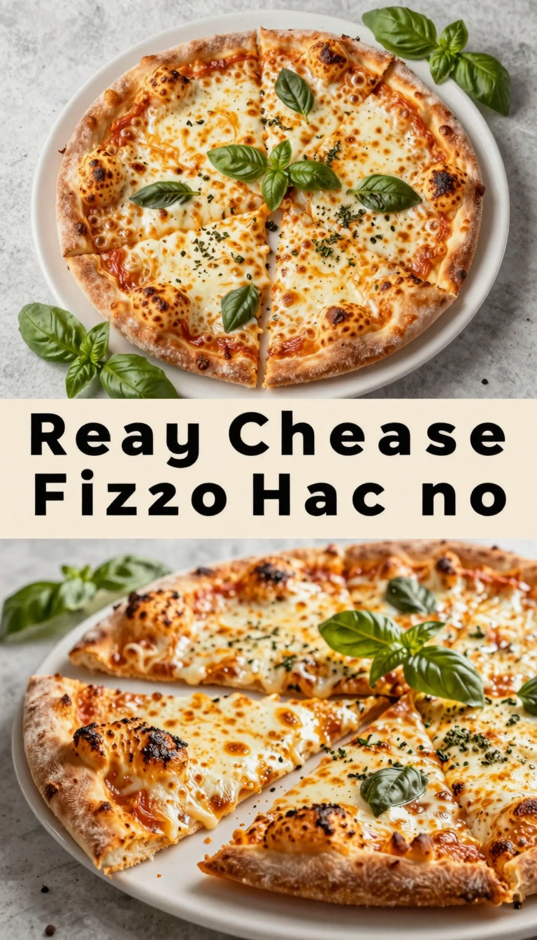 Save this Two-part image of cheese pizza with 
