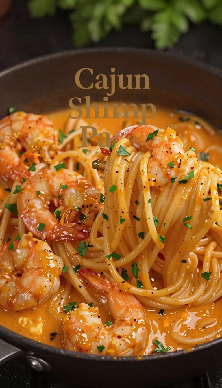 Save this Shrimp scampi pasta dish with a rich sauce and spice garnish, brightly lit. on Pinterest