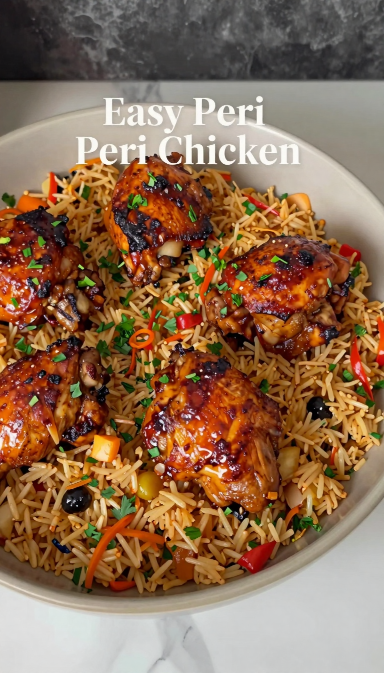 Save this Overhead view of spicy chicken and rice meal. on Pinterest