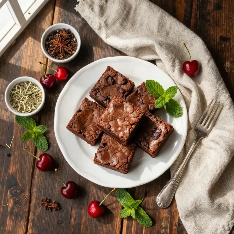 A plate of rich, chocolate brownies decorated with red, white, and blue sprinkles for 4th of July celebrations.