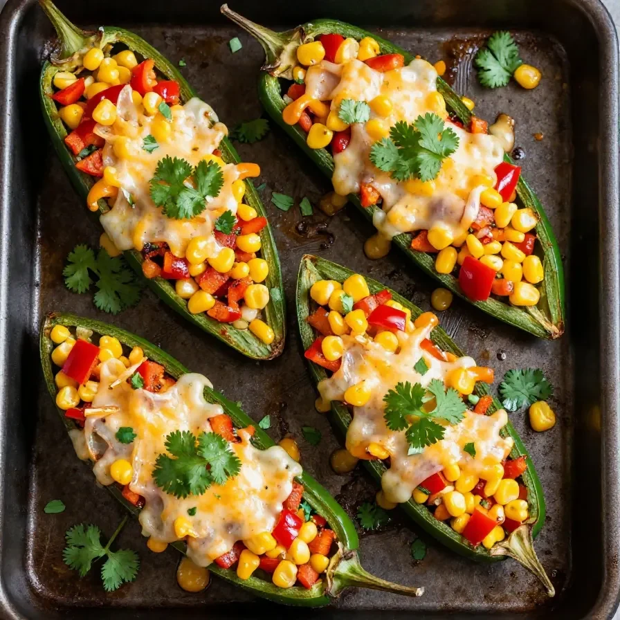 Delicious stuffed hatch green chiles topped with melted cheese