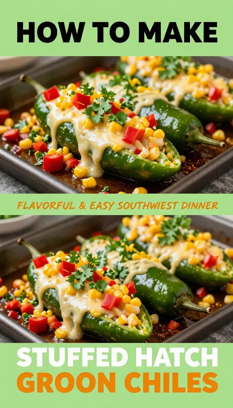 Delicious stuffed hatch green chiles topped with melted cheese