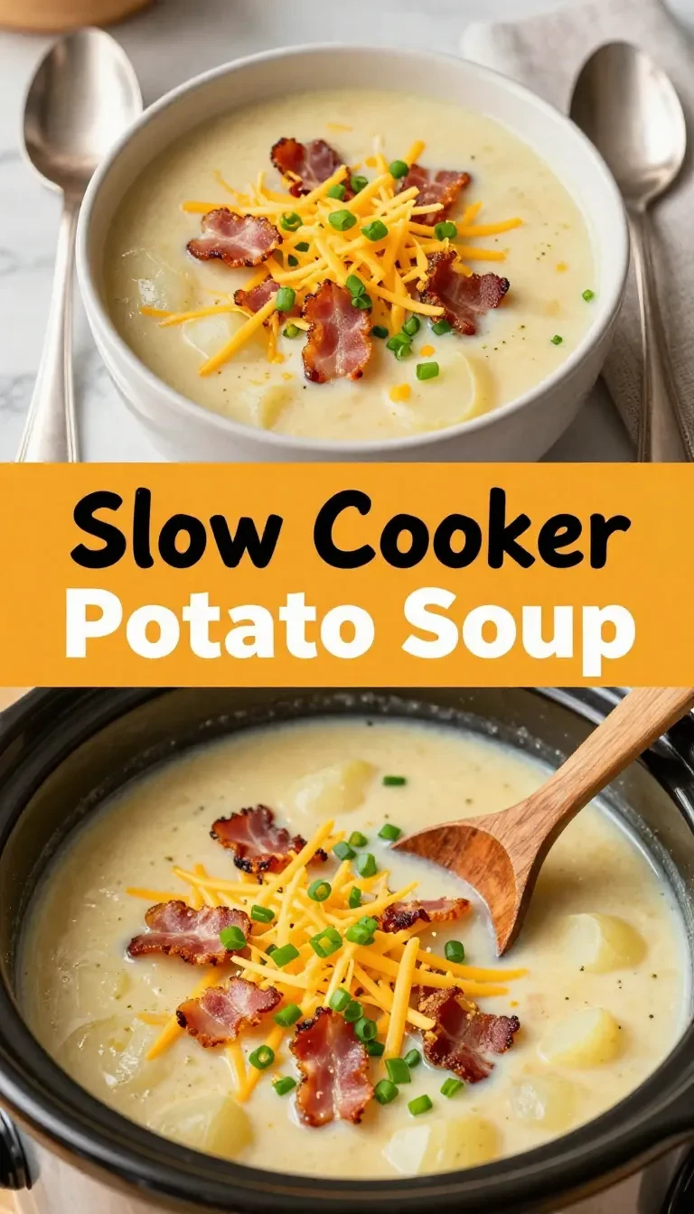 A bowl of creamy potato soup garnished with green onions and crispy bacon