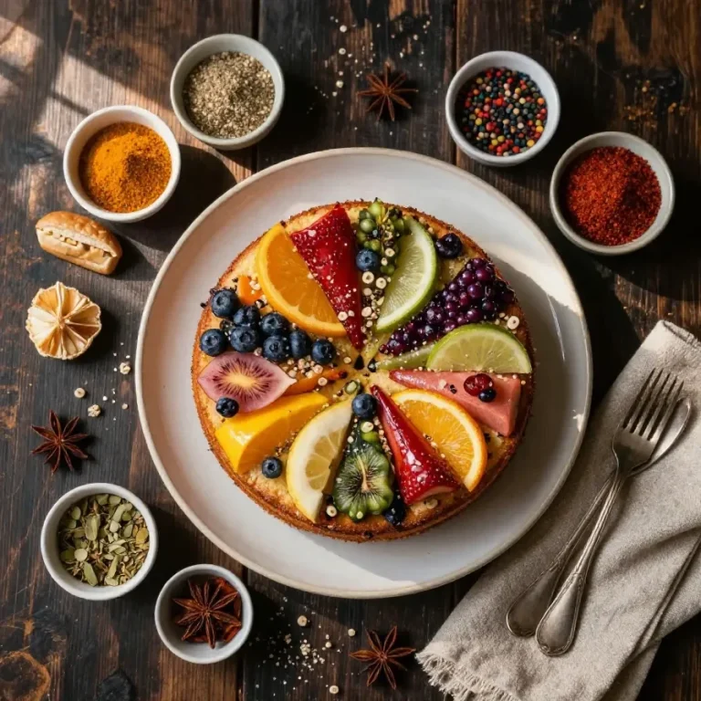 A colorful firecracker cake with red, white, and blue layers, perfect for celebrations, gluten-free and dairy-free option available.