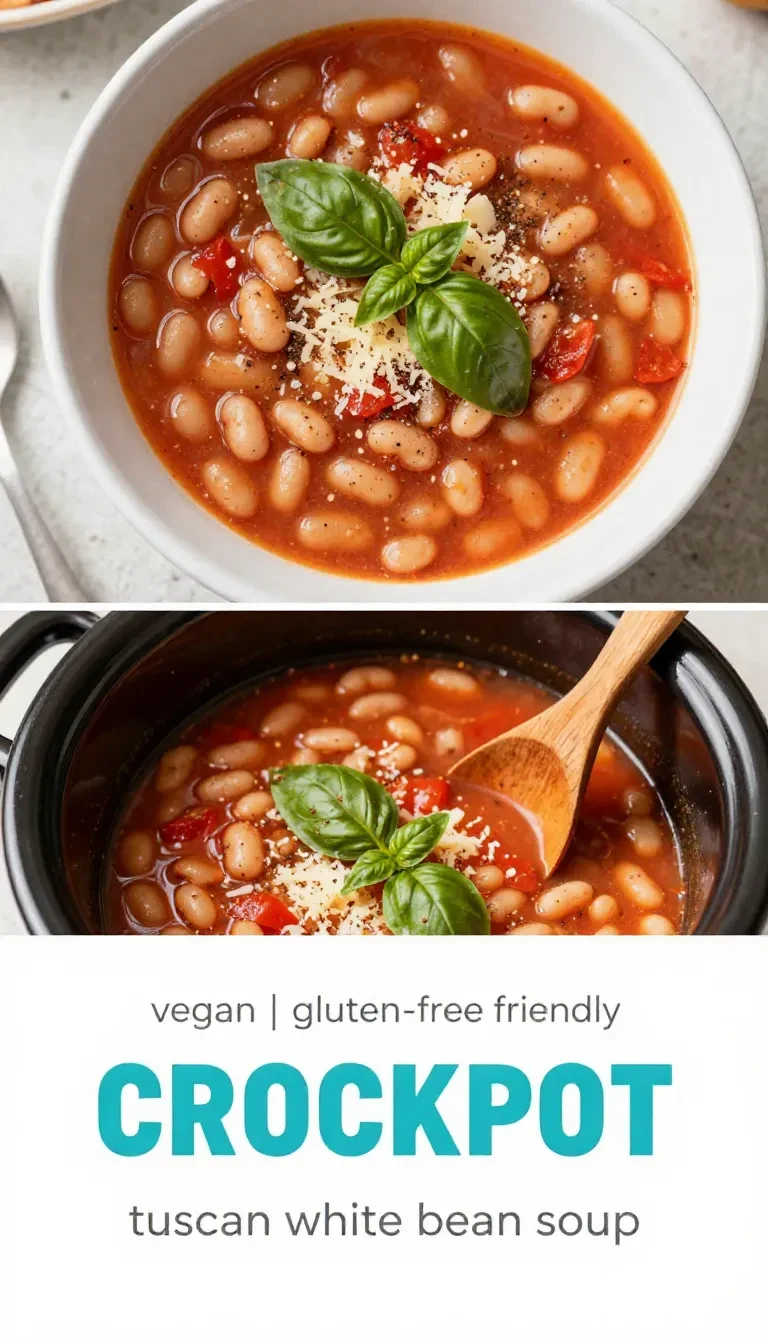 A bowl of Tuscan soup with white beans garnished with fresh herbs.