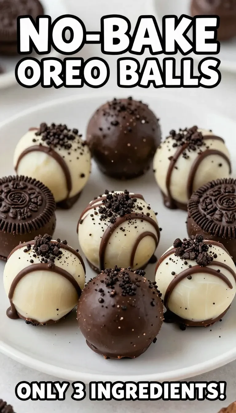 Close-up of homemade Oreo balls arranged on a white plate.