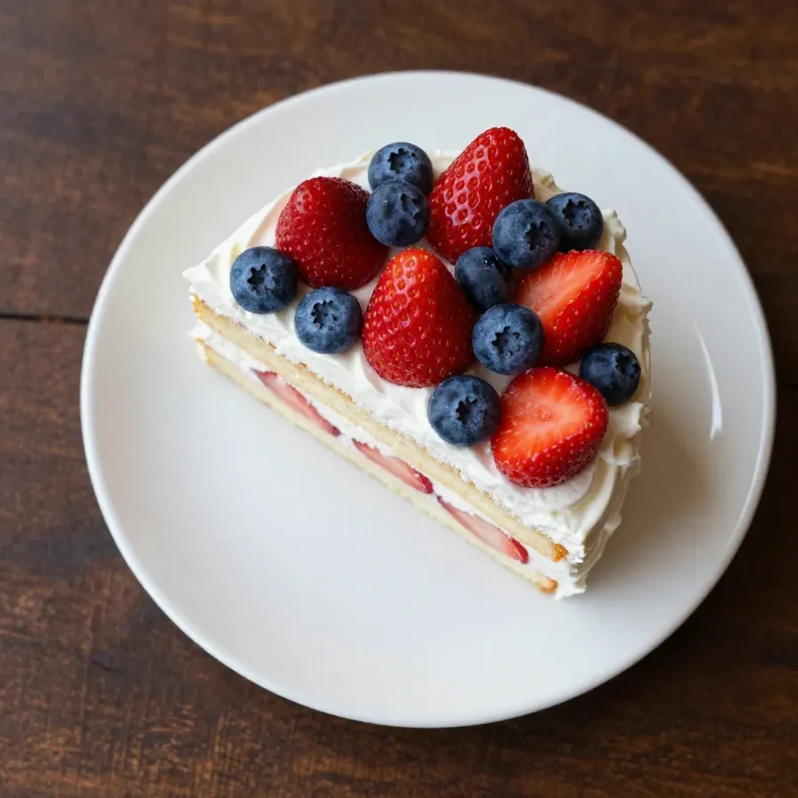 A festive red, white, and blue poke cake topped with whipped cream and sprinkles, perfect for patriotic celebrations.