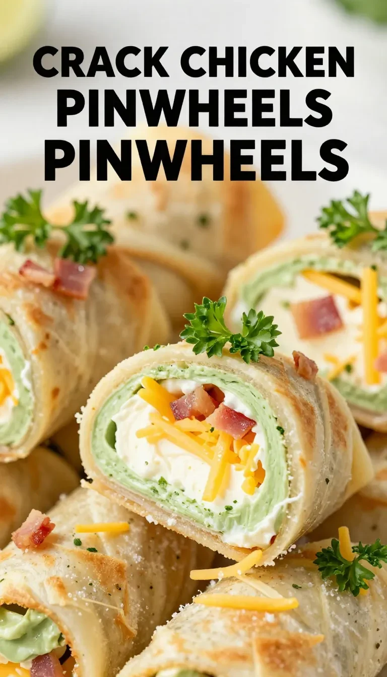 Delicious crack chicken pinwheels arranged on a wooden platter