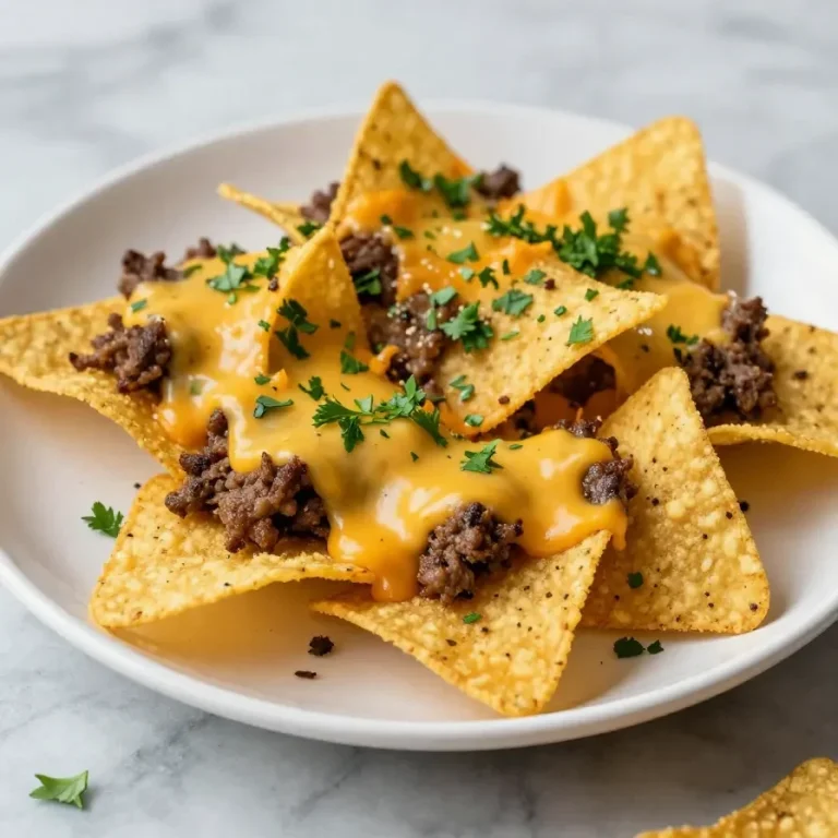 Loaded Nachos | Easy Game Day Food A plate of loaded nachos topped with cheese, jalapenos, and guacamole