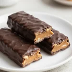 Homemade protein bars arranged on a wooden cutting board