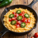 A creamy and cheesy cowboy queso dip served with tortilla chips