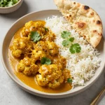 A creamy butter cauliflower dish garnished with fresh herbs