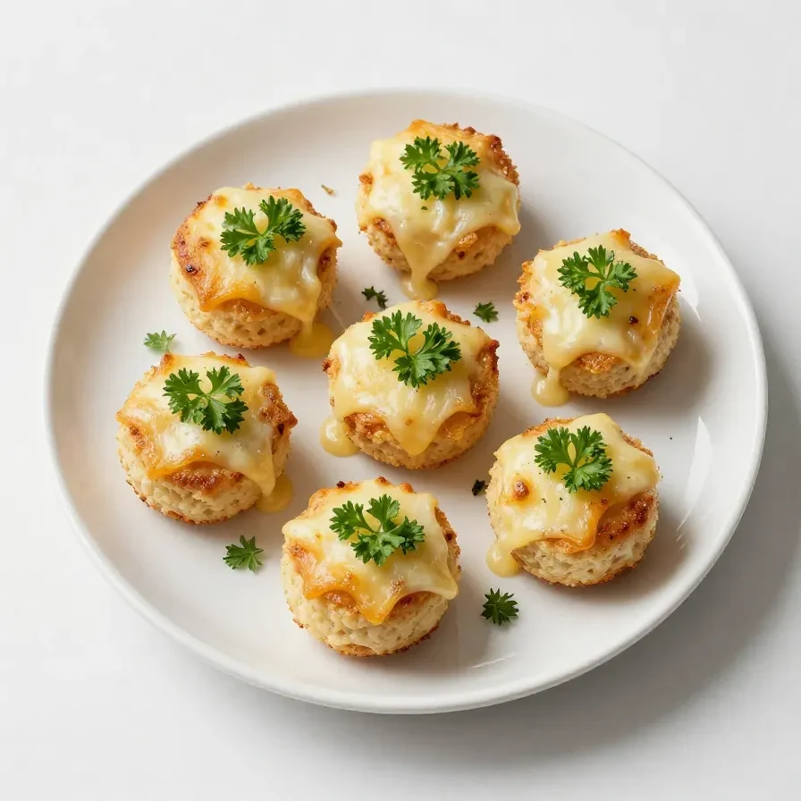 A platter of Ritz Garlic Parmesan Party Bites arranged neatly with a garnish of parsley