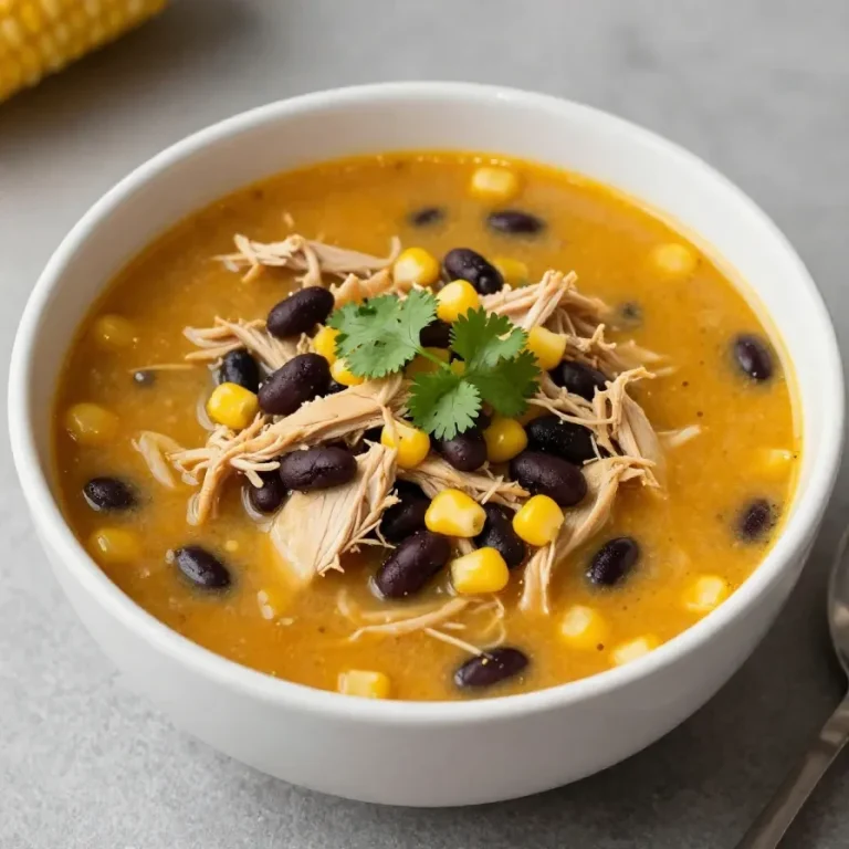 A steaming bowl of chicken enchilada soup topped with cilantro and cheese