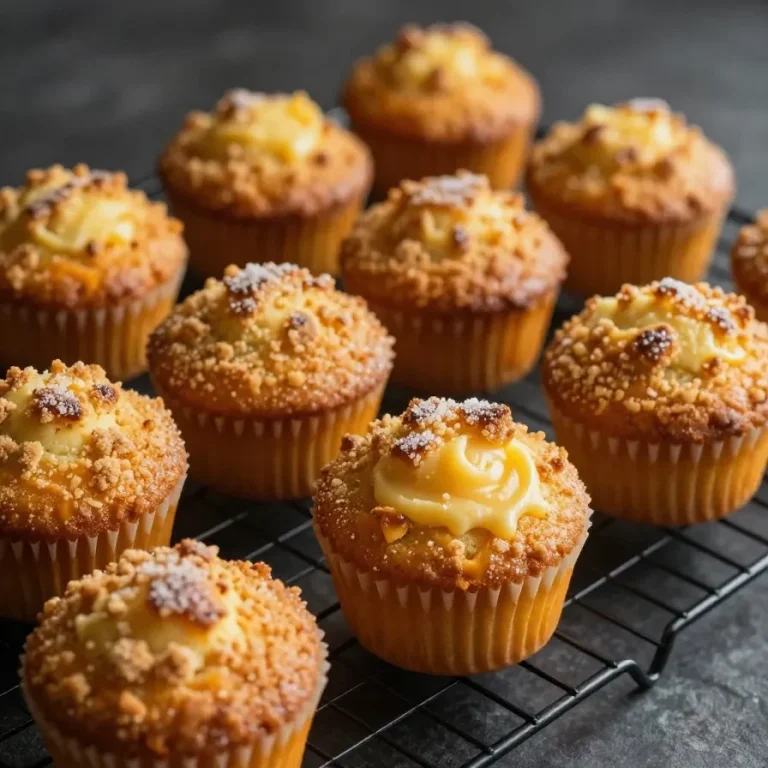 Delicious keto pumpkin cheesecake muffins on a wooden table