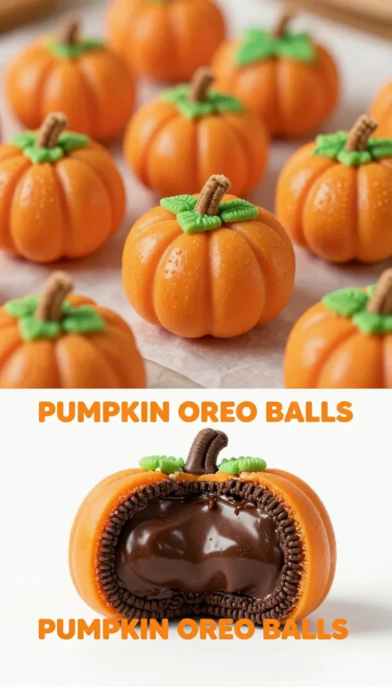A plate of homemade Pumpkin Oreo Balls decorated with orange sprinkles