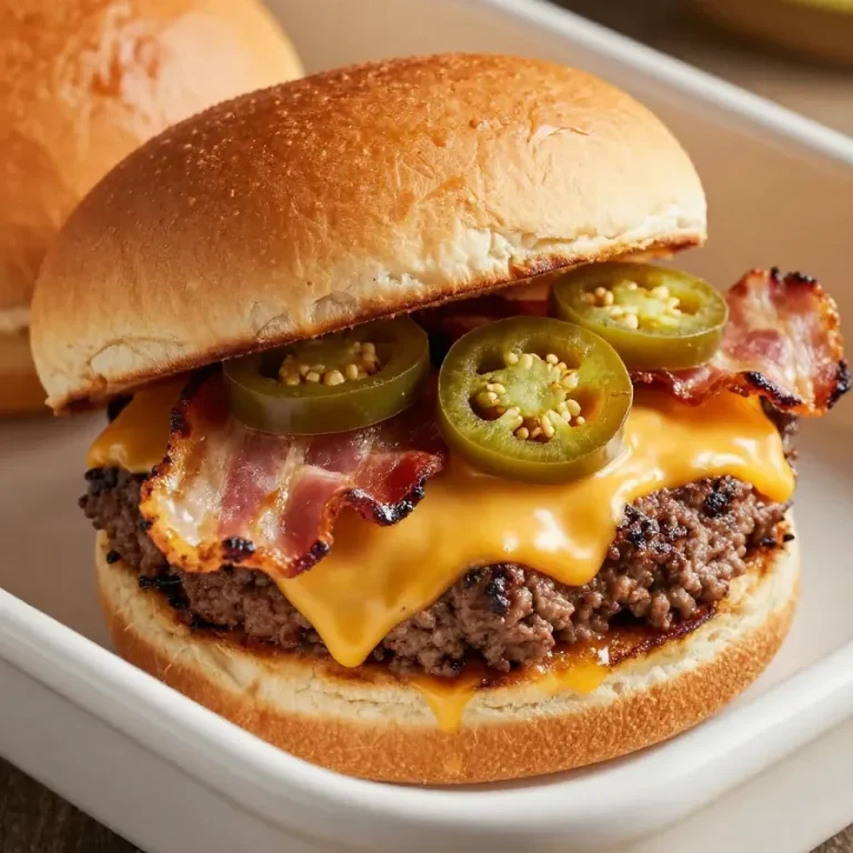 A plate of delicious cowboy sliders with juicy beef patties, melted cheese, and fresh toppings
