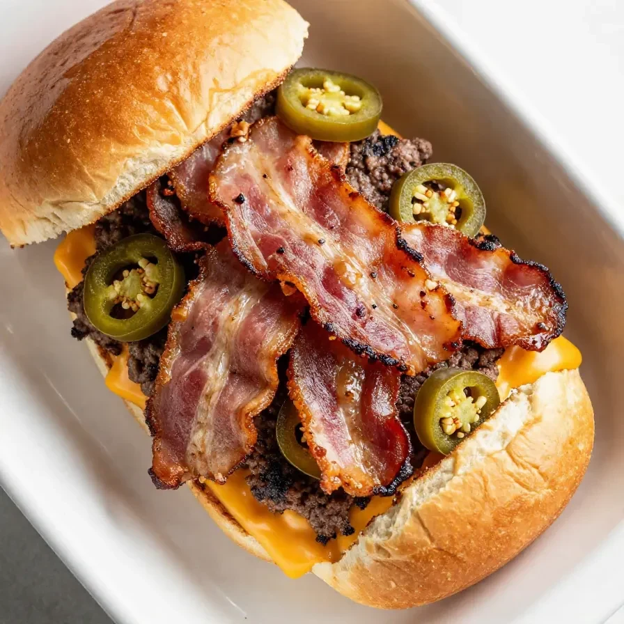 A plate of delicious cowboy sliders with juicy beef patties, melted cheese, and fresh toppings