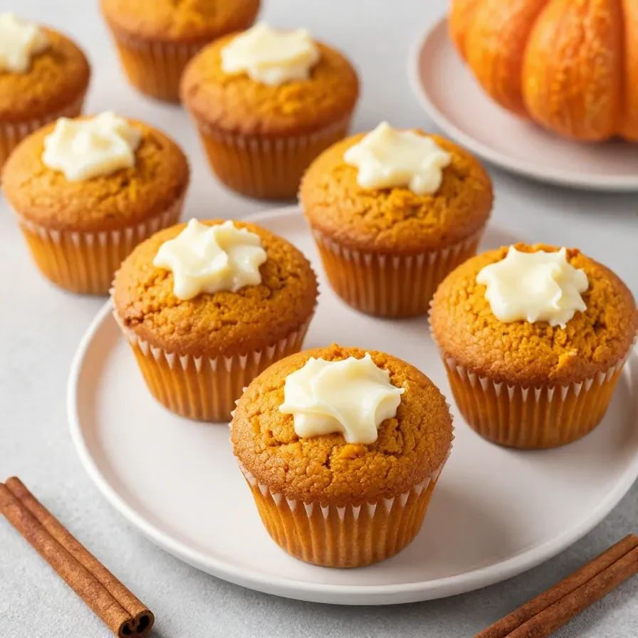 A freshly baked Starbucks pumpkin cream cheese muffin with a golden brown top and creamy filling