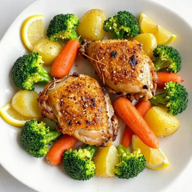 Lemon Herb Chicken and Vegetables Sheet Pan Recipe A delicious sheet pan meal featuring lemon herb chicken with colorful roasted vegetables.