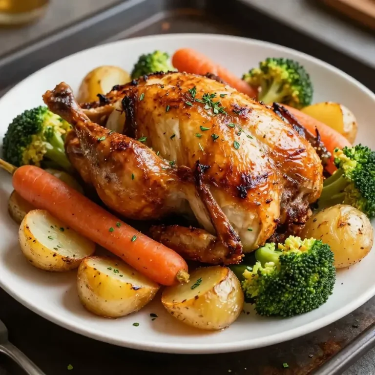 Lemon Herb Chicken with Colorful Roasted Vegetables on a Sheet Pan A delicious sheet pan meal featuring lemon herb chicken alongside colorful roasted vegetables.