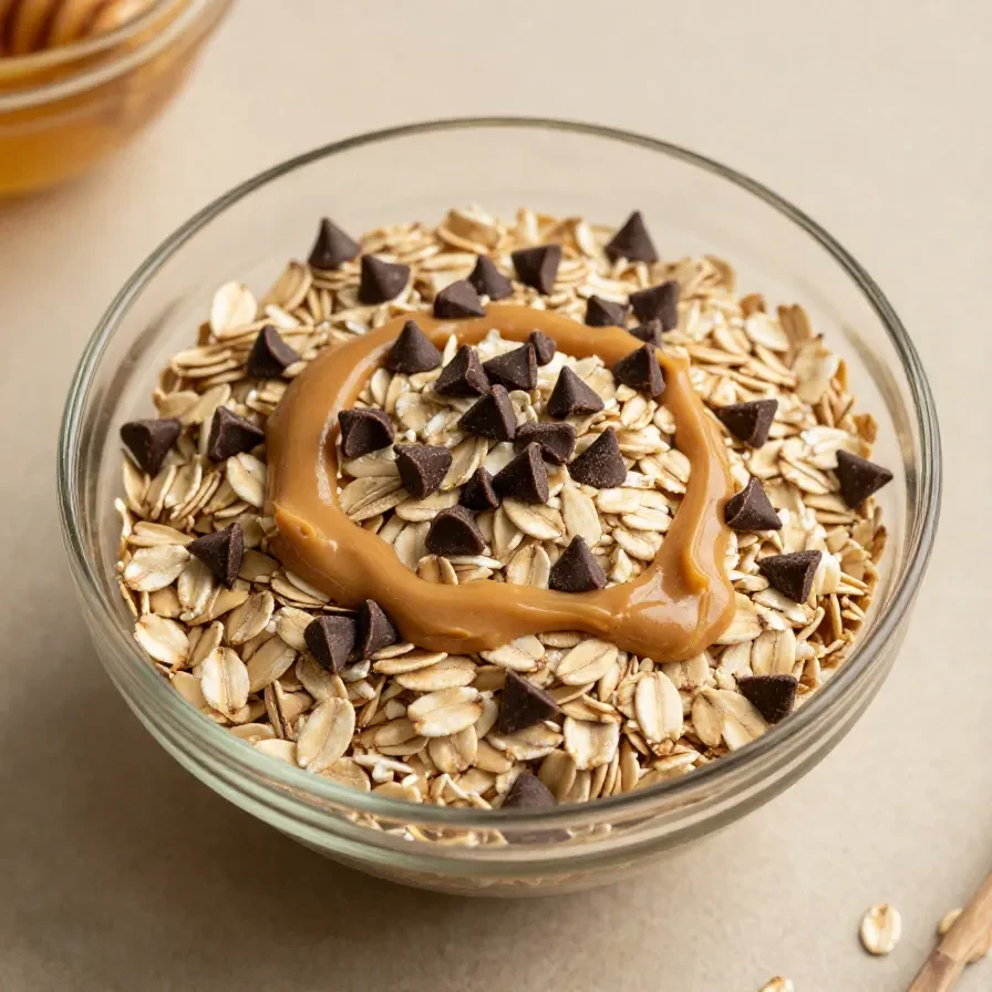 A close-up of oatmeal protein balls made with peanut butter, displayed on a wooden board.